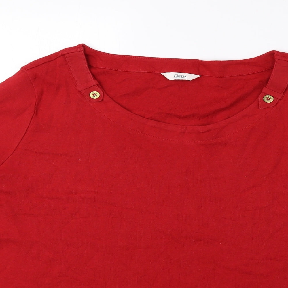 Classic Womens Red 100% Cotton Basic Blouse Size 18 Round Neck