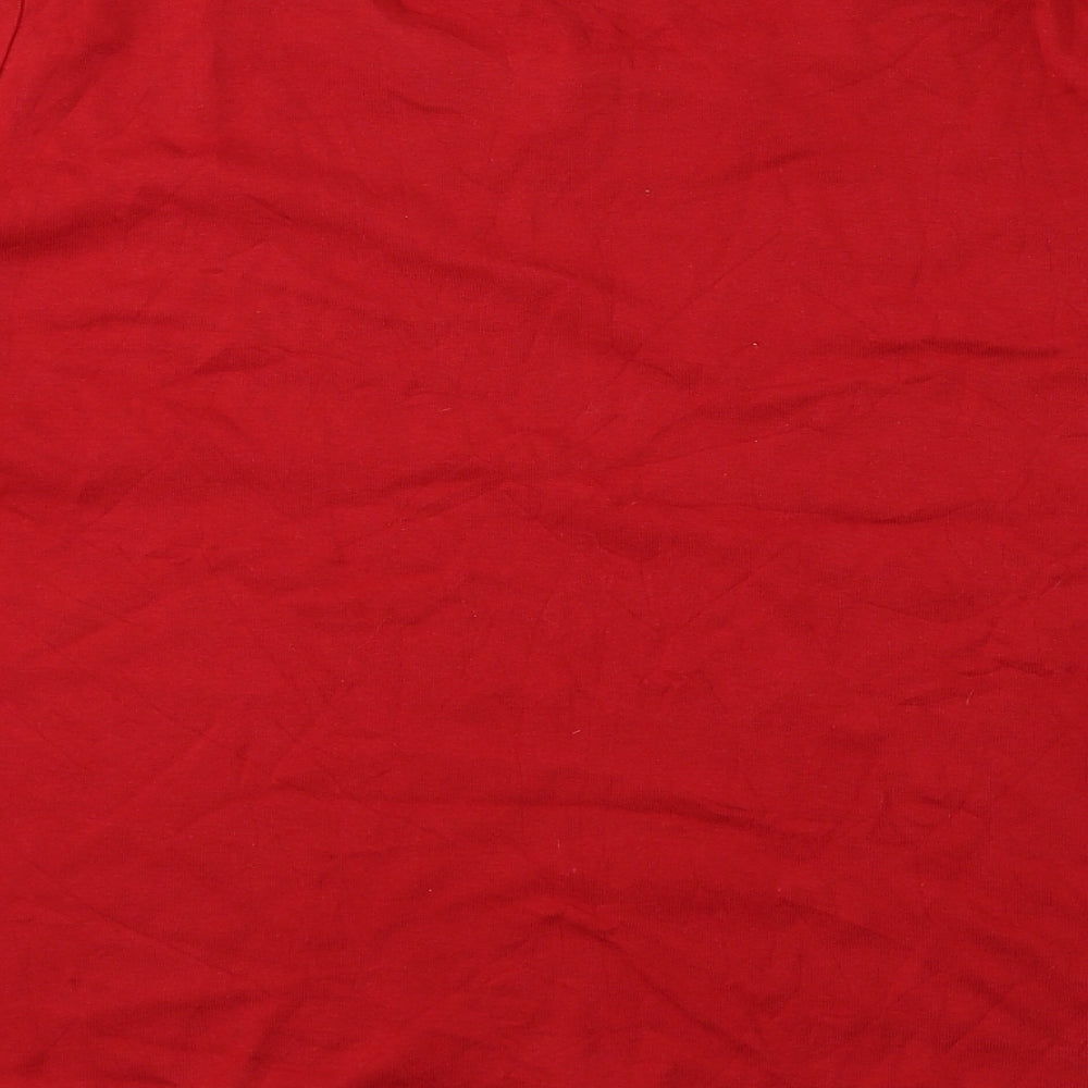 Classic Womens Red 100% Cotton Basic Blouse Size 18 Round Neck