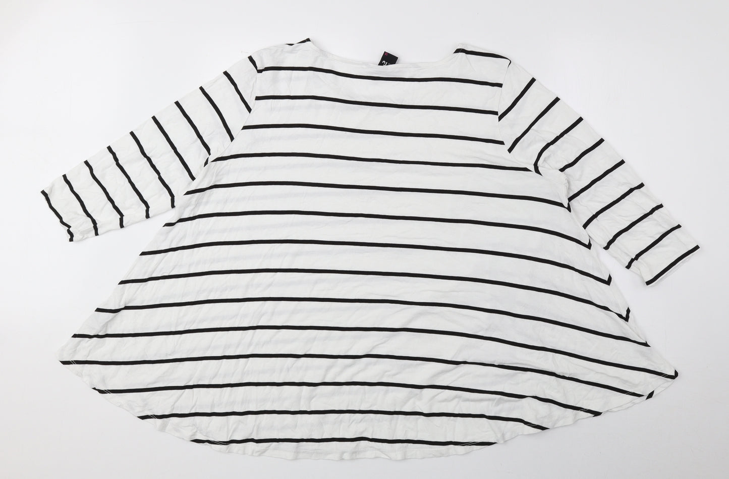 TU Womens Black Striped Viscose Basic Blouse Size 18 Round Neck