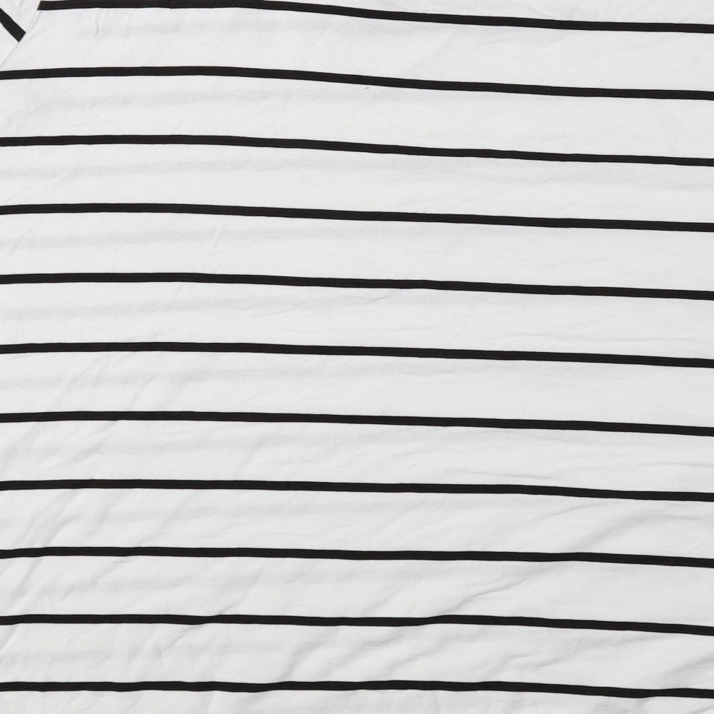 TU Womens Black Striped Viscose Basic Blouse Size 18 Round Neck