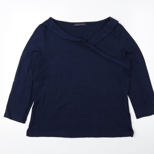 Marks and Spencer Womens Blue Viscose Basic Blouse Size 10 V-Neck