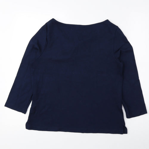 Marks and Spencer Womens Blue Viscose Basic Blouse Size 10 V-Neck