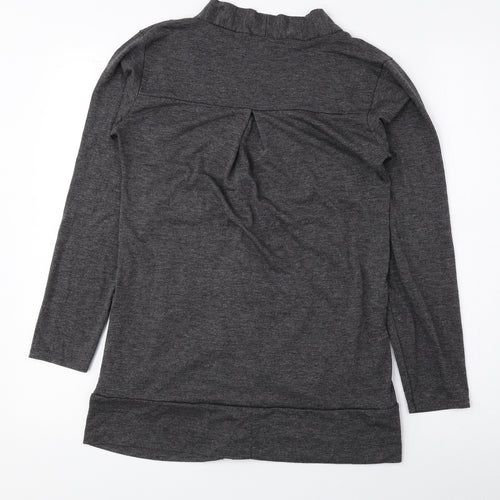 JUBZ Womens Grey V-Neck Viscose Cardigan Jumper Size M - Ruched