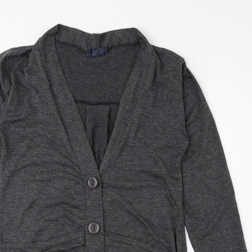 JUBZ Womens Grey V-Neck Viscose Cardigan Jumper Size M - Ruched