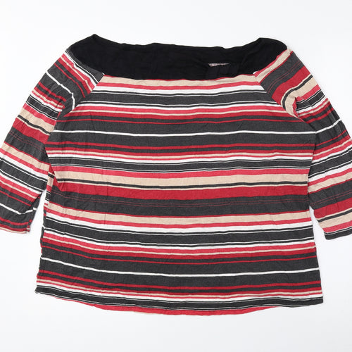BHS Womens Multicoloured Striped Viscose Basic Blouse Size 22 Off the Shoulder