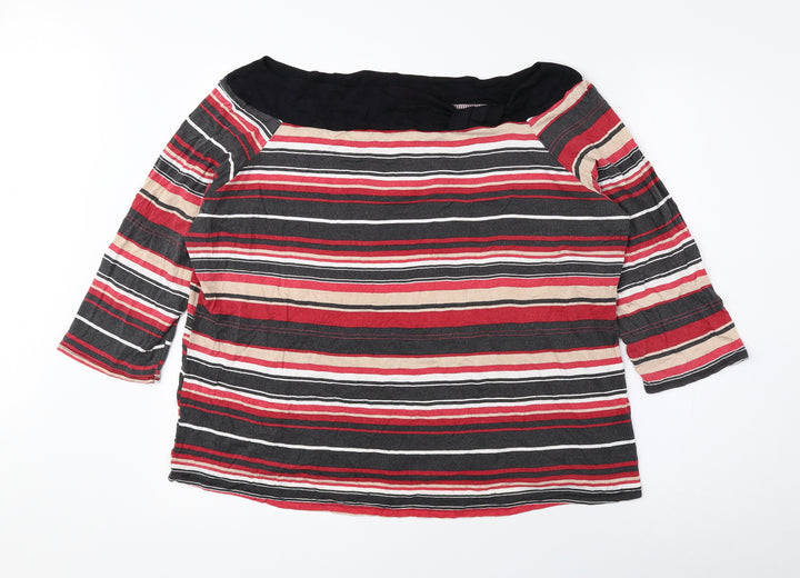 BHS Womens Multicoloured Striped Viscose Basic Blouse Size 22 Off the Shoulder