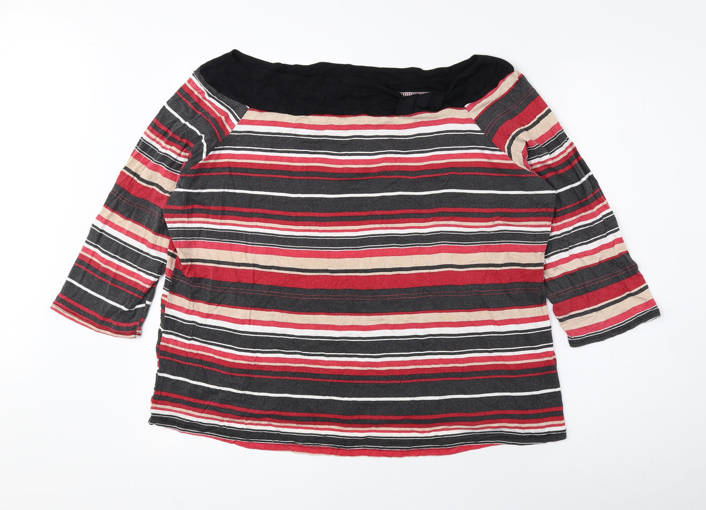 BHS Womens Multicoloured Striped Viscose Basic Blouse Size 22 Off the Shoulder