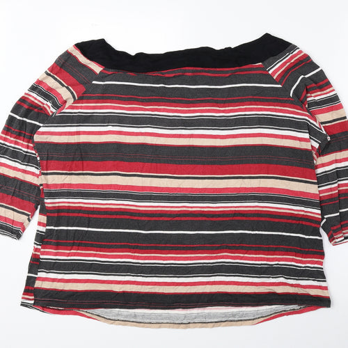 BHS Womens Multicoloured Striped Viscose Basic Blouse Size 22 Off the Shoulder