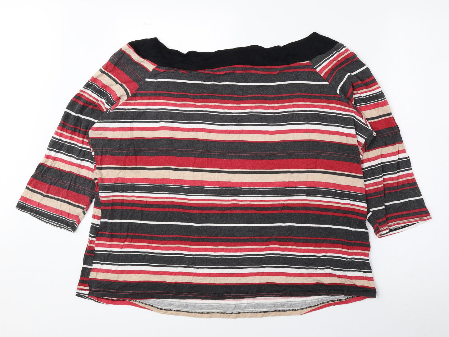 BHS Womens Multicoloured Striped Viscose Basic Blouse Size 22 Off the Shoulder