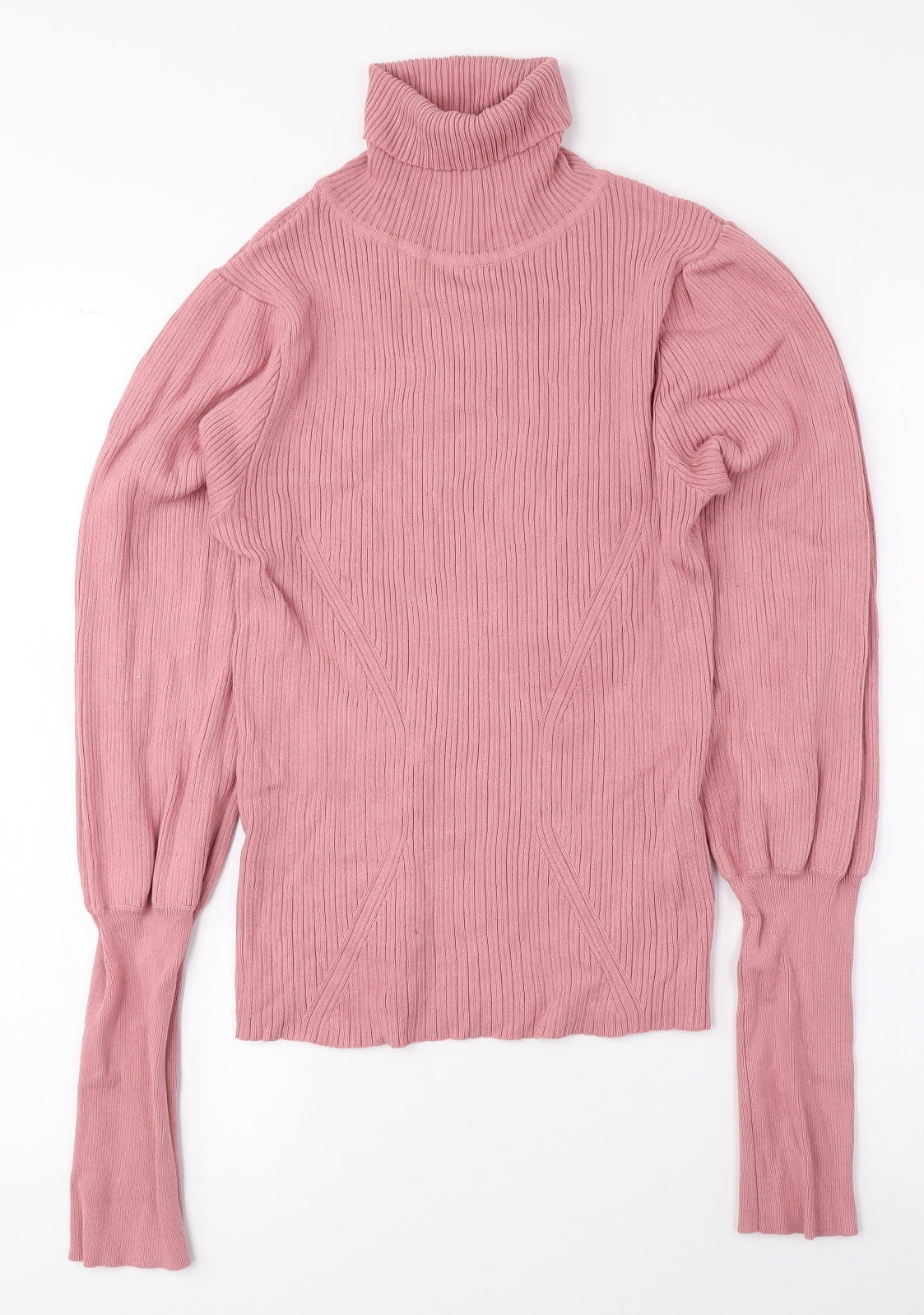 ASOS Womens Pink Roll Neck Viscose Pullover Jumper Size 10 - Ribbed