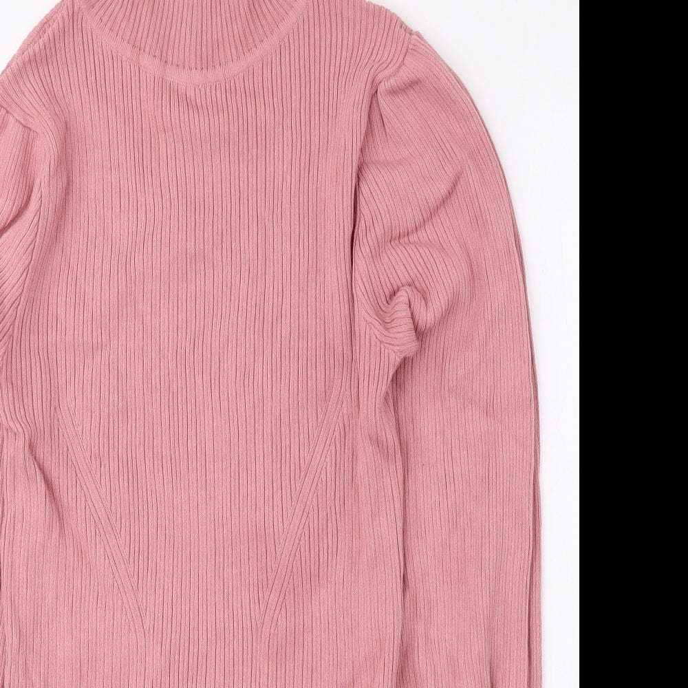 ASOS Womens Pink Roll Neck Viscose Pullover Jumper Size 10 - Ribbed