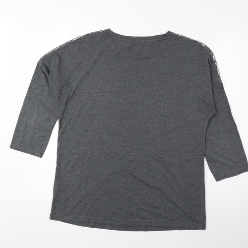TU Womens Grey Cotton Basic Blouse Size 12 Round Neck