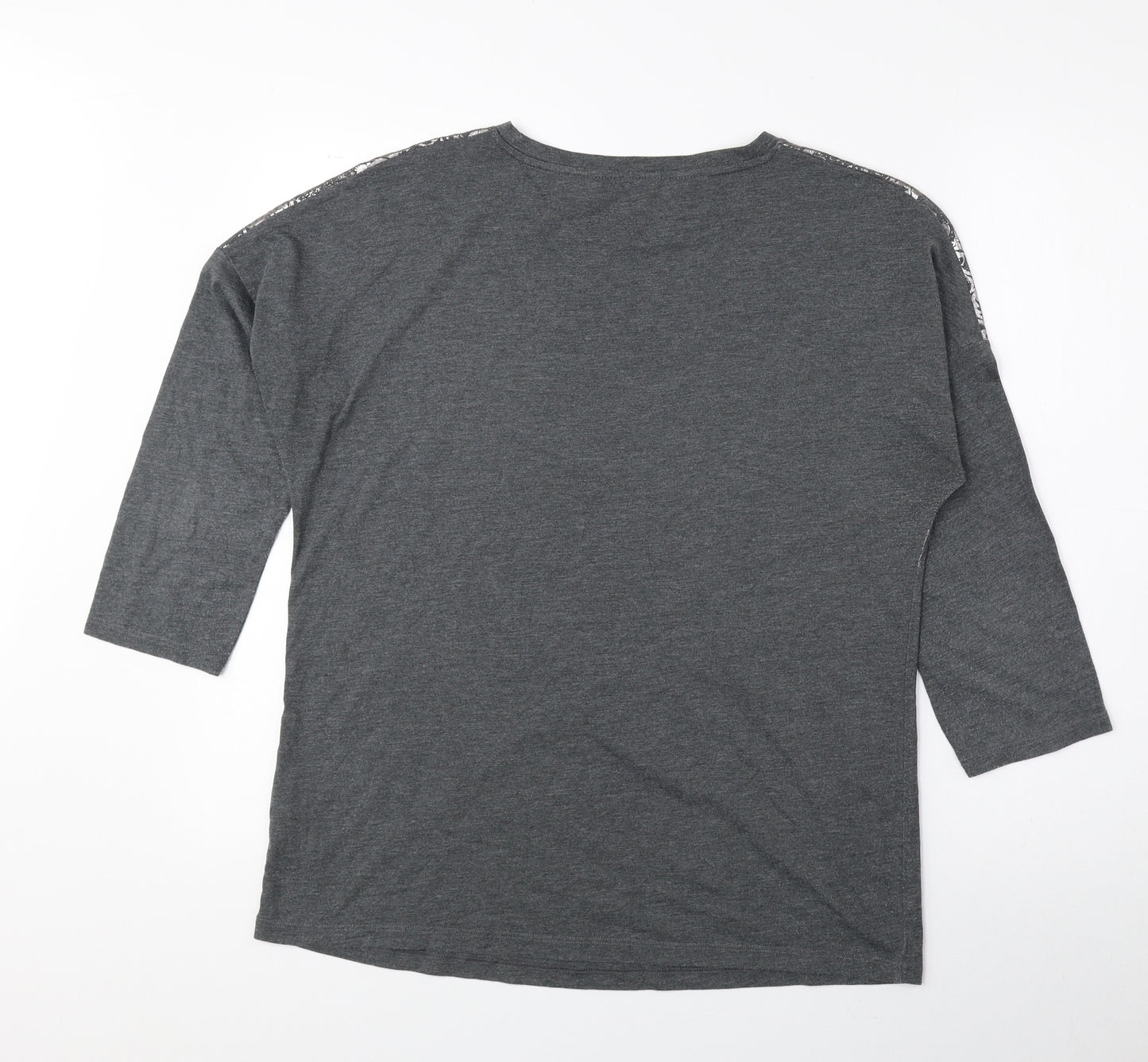 TU Womens Grey Cotton Basic Blouse Size 12 Round Neck