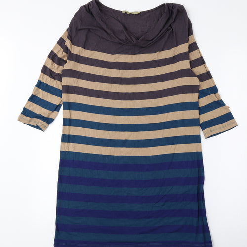 TU Womens Multicoloured Striped Viscose Basic Blouse Size 14 Cowl Neck