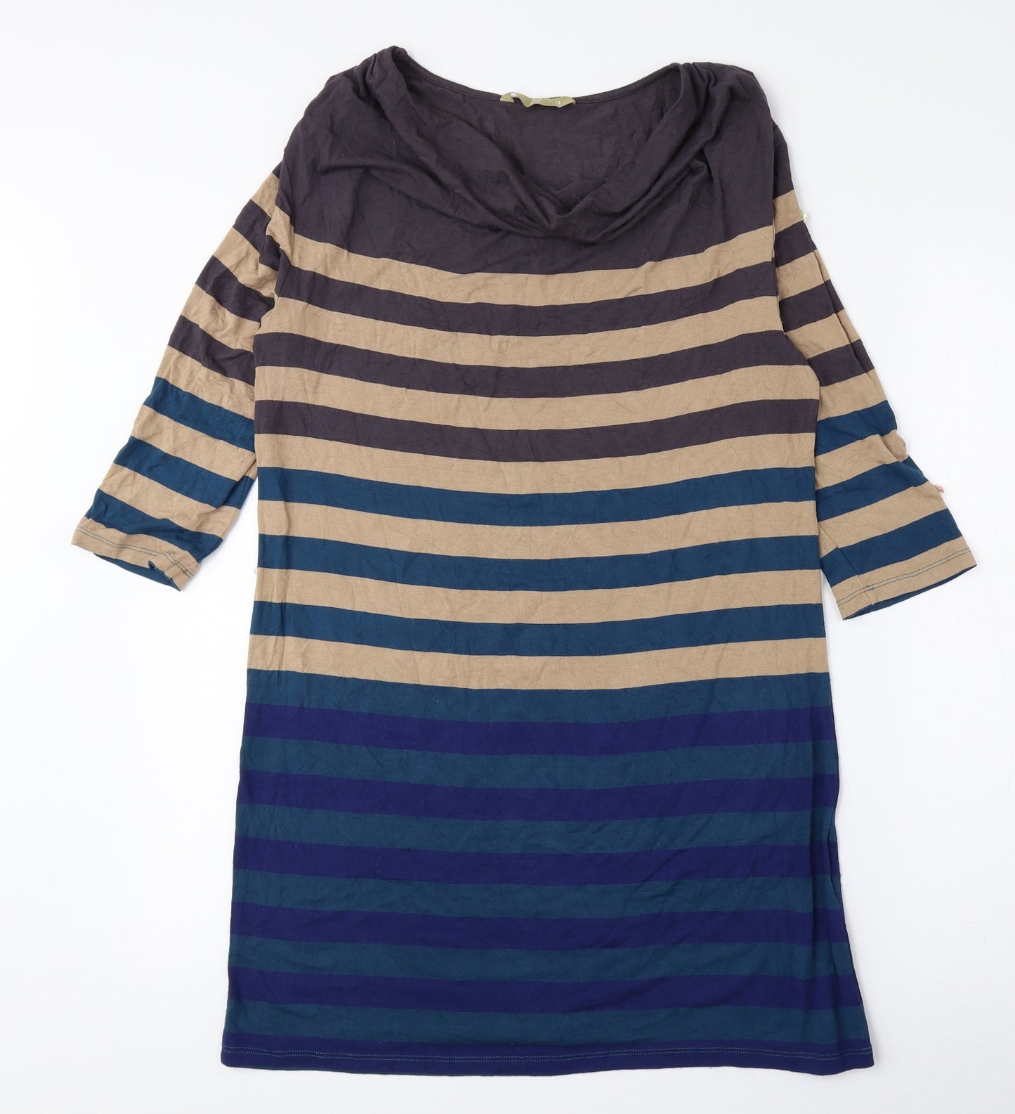 TU Womens Multicoloured Striped Viscose Basic Blouse Size 14 Cowl Neck