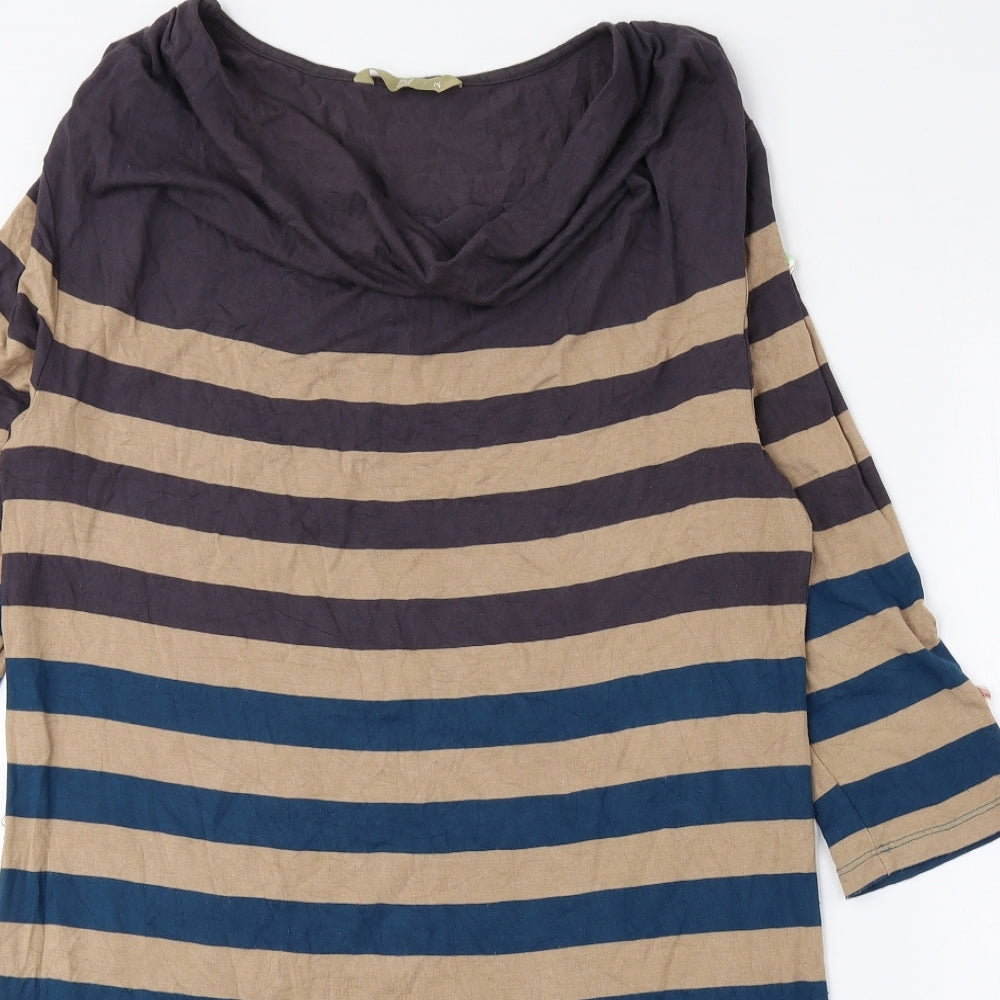 TU Womens Multicoloured Striped Viscose Basic Blouse Size 14 Cowl Neck