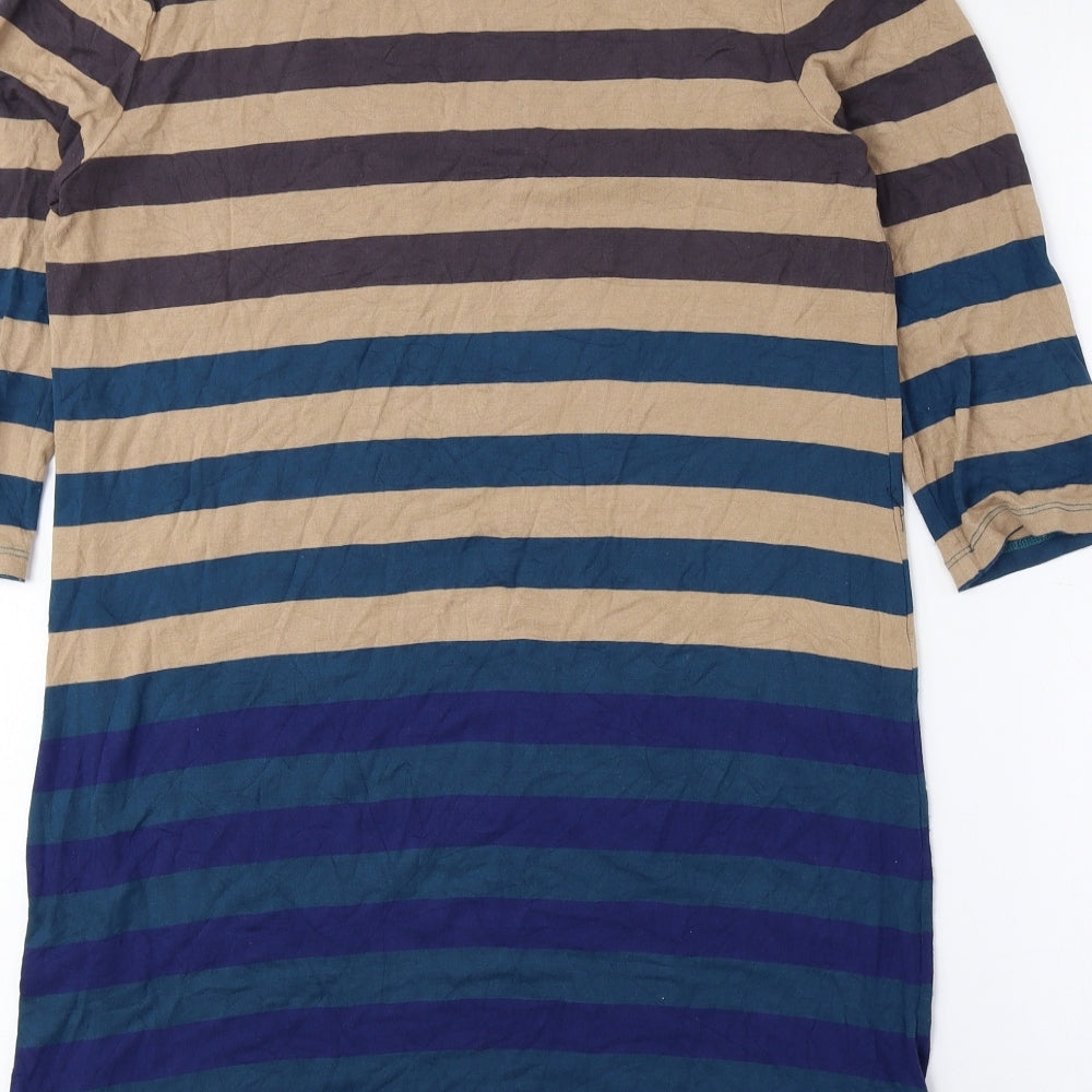 TU Womens Multicoloured Striped Viscose Basic Blouse Size 14 Cowl Neck