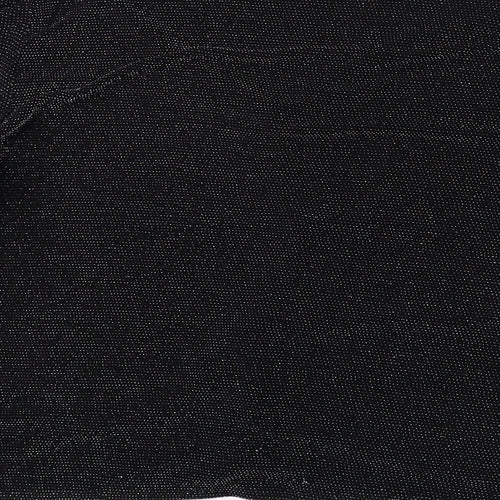 Dorothy Perkins Womens Black Nylon Basic Blouse Size 18 V-Neck - Ruched