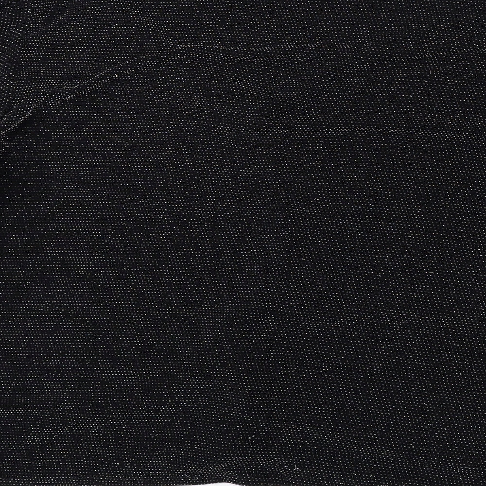 Dorothy Perkins Womens Black Nylon Basic Blouse Size 18 V-Neck - Ruched