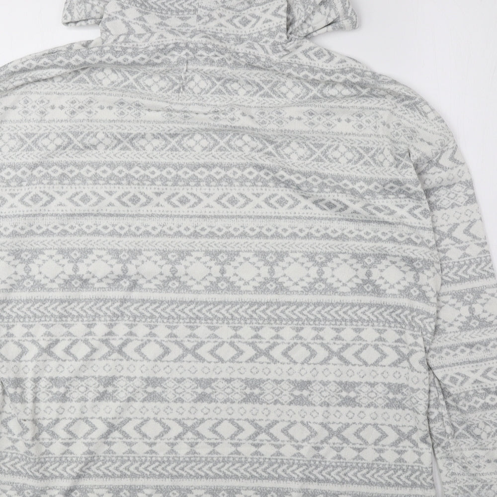TU Womens Grey Fair Isle Polyester Pullover Hoodie Size 12 Pullover