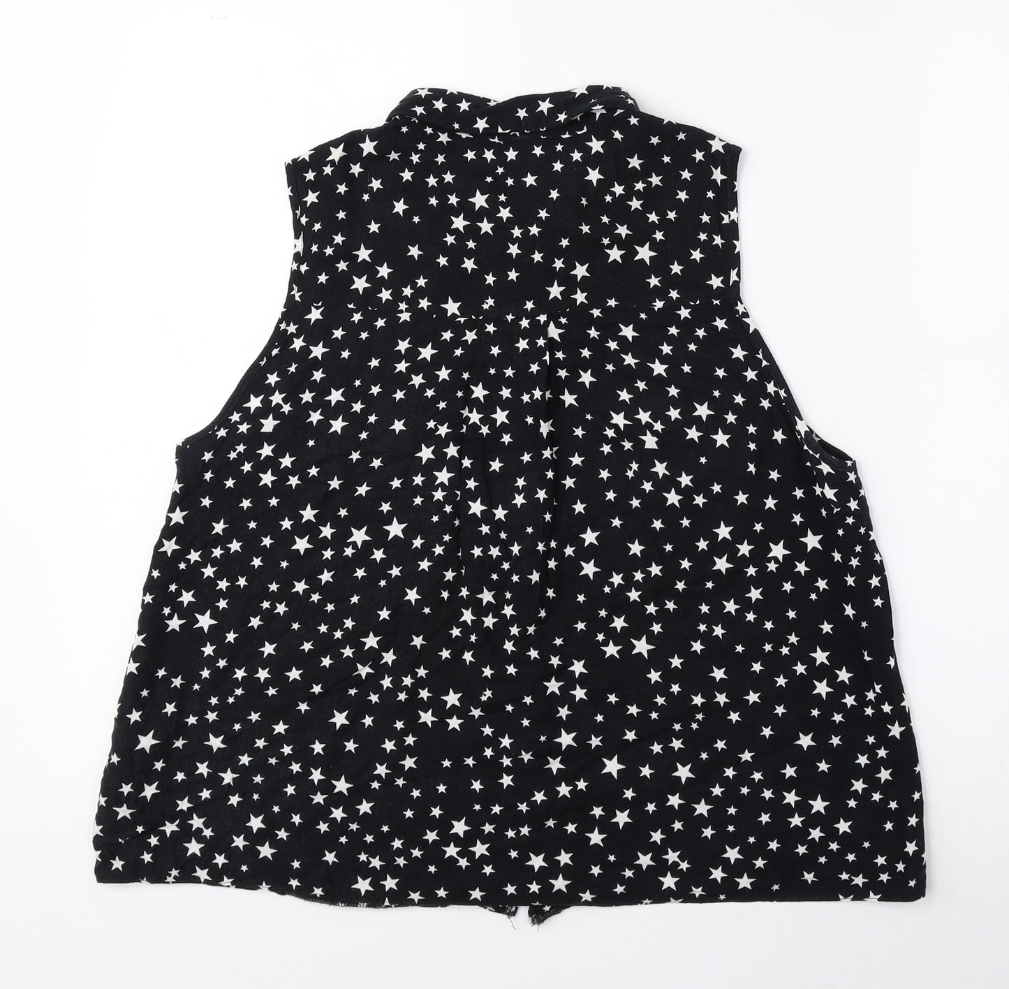 Miss Selfridge Womens Black Geometric Viscose Basic Tank Size 10 Collared