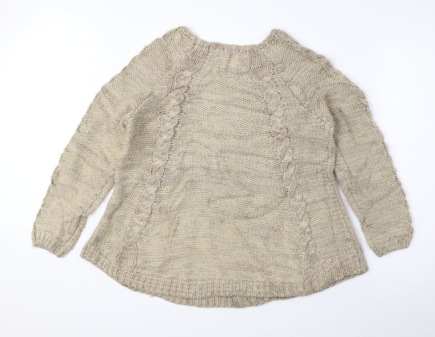 Papaya Womens Beige Round Neck Acrylic Pullover Jumper Size 12