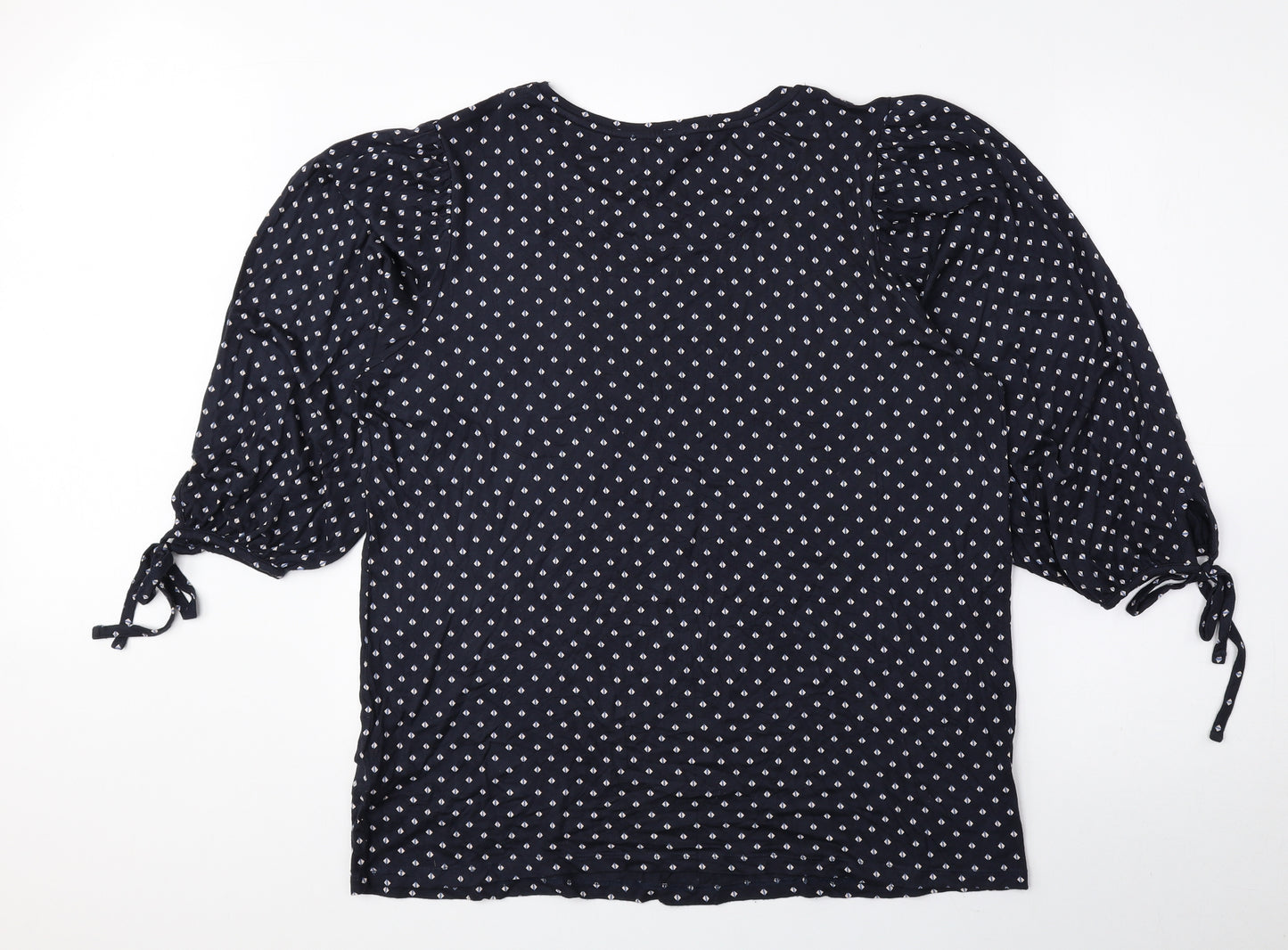 Principles Womens Blue Geometric Viscose Basic Blouse Size 18 Round Neck