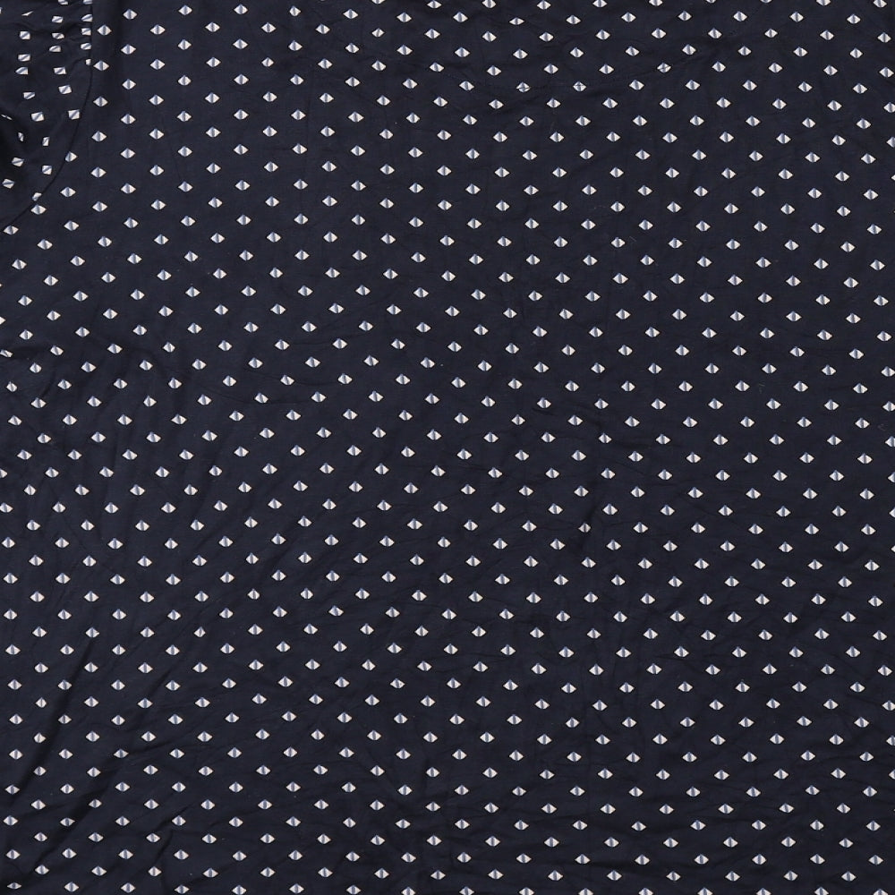 Principles Womens Blue Geometric Viscose Basic Blouse Size 18 Round Neck