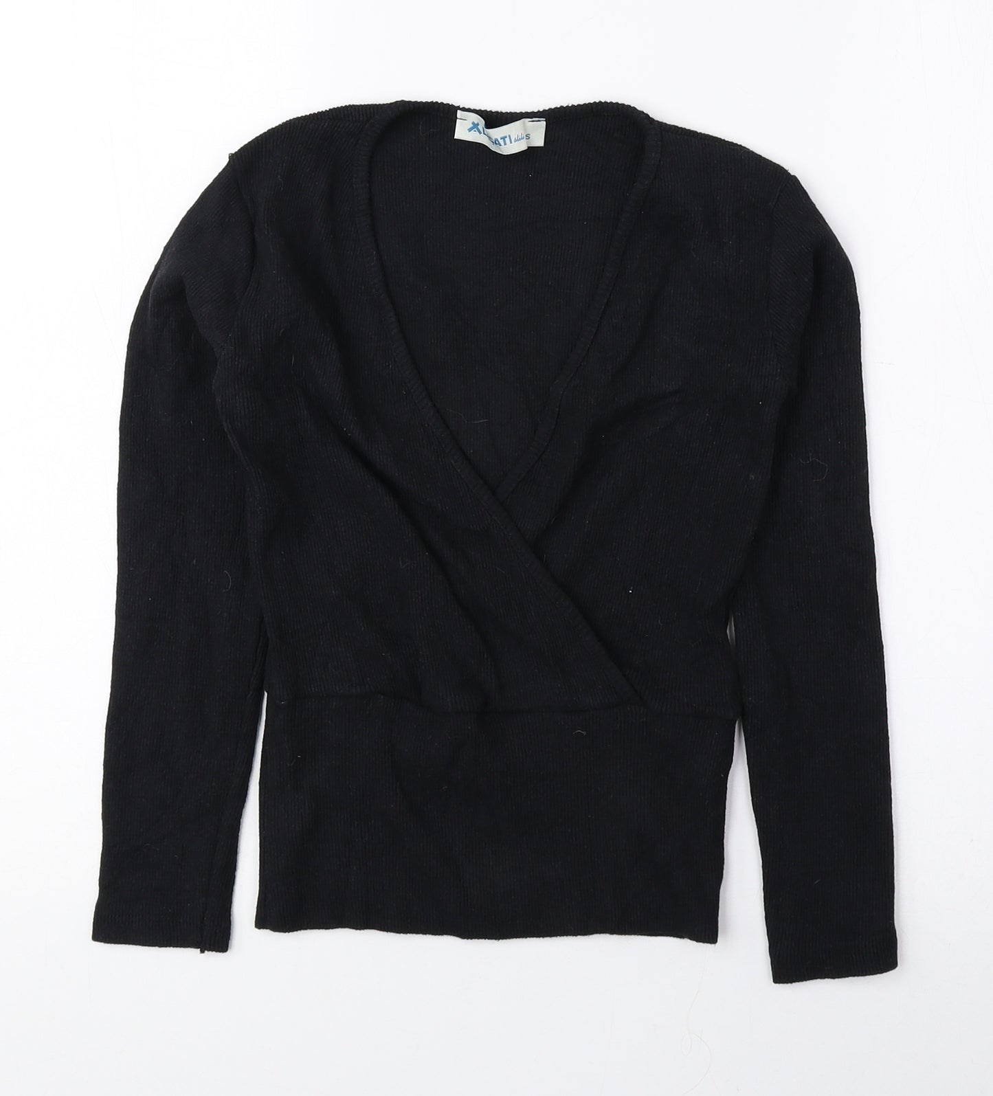 Lacati Womens Black V-Neck Polyester Pullover Jumper Size S - Ribbed