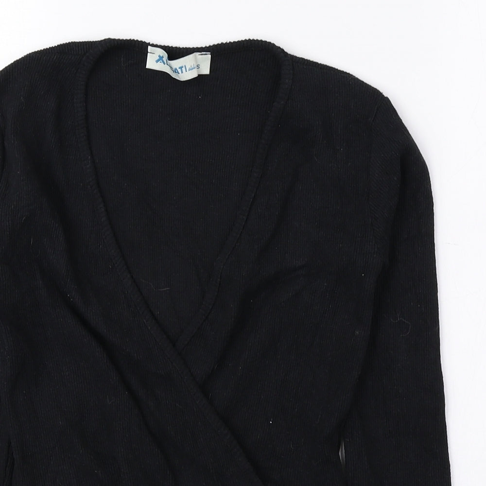 Lacati Womens Black V-Neck Polyester Pullover Jumper Size S - Ribbed