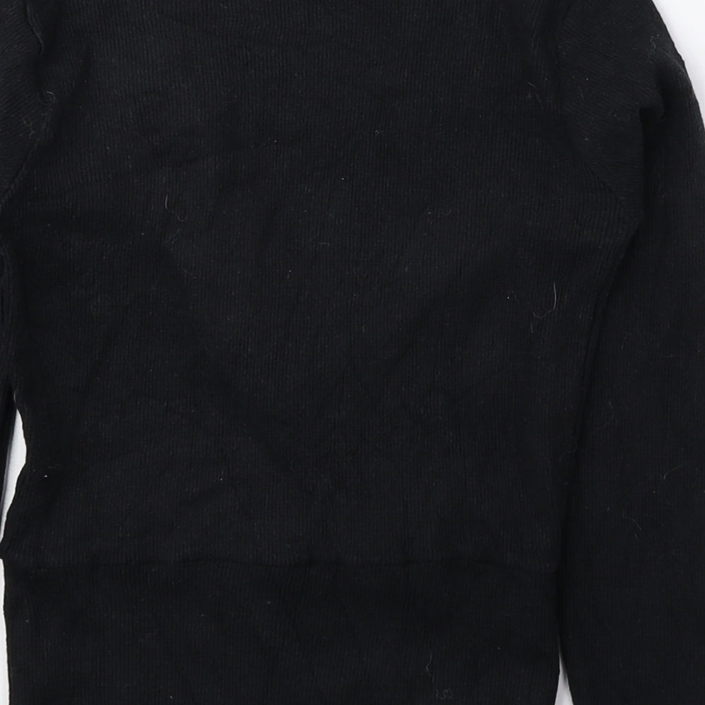 Lacati Womens Black V-Neck Polyester Pullover Jumper Size S - Ribbed