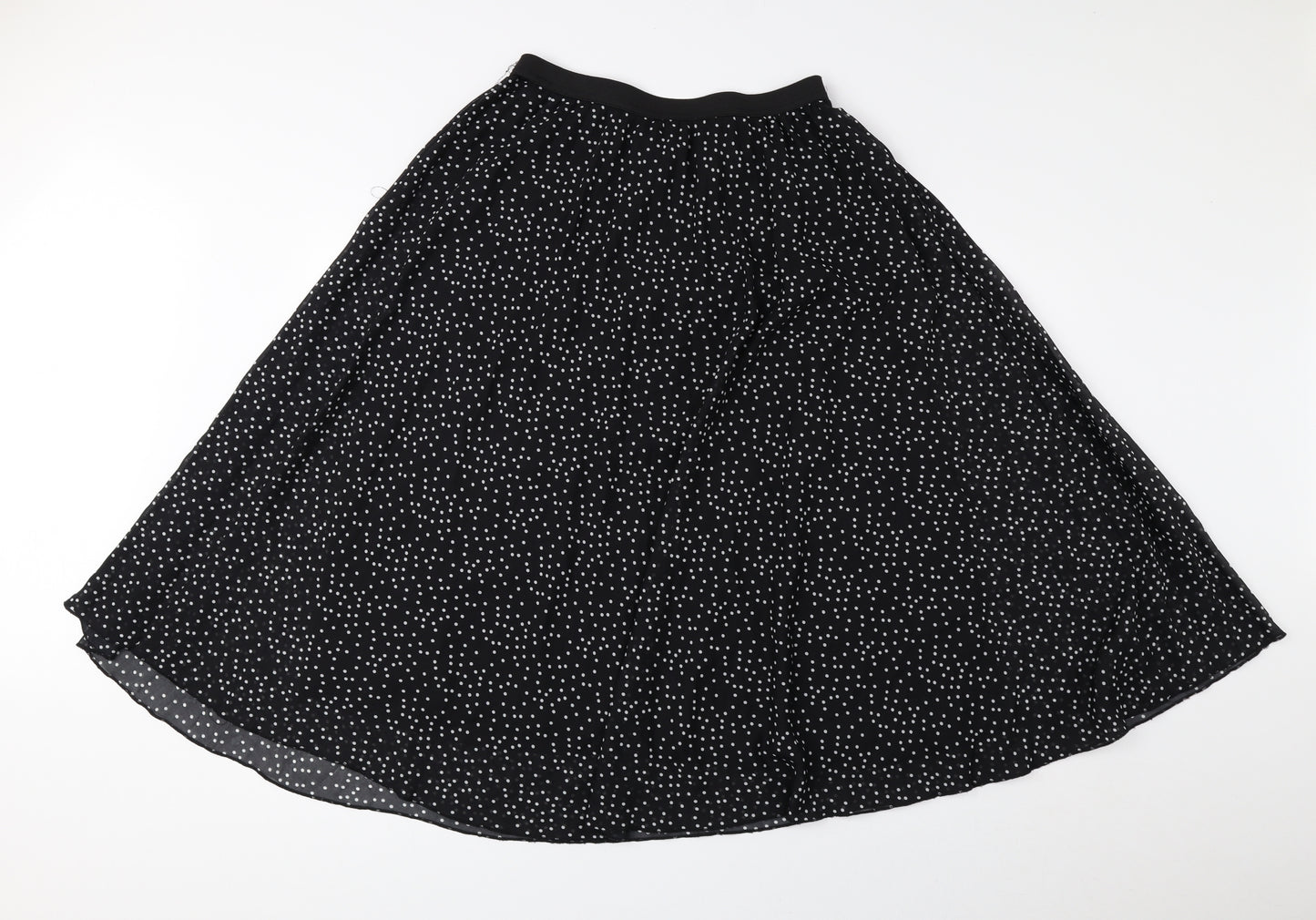 Primark Womens Black Polka Dot Polyester Flare Skirt Size 10