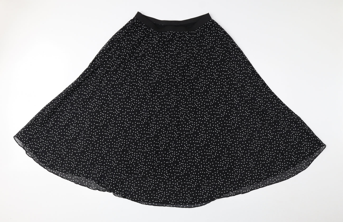 Primark Womens Black Polka Dot Polyester Flare Skirt Size 10