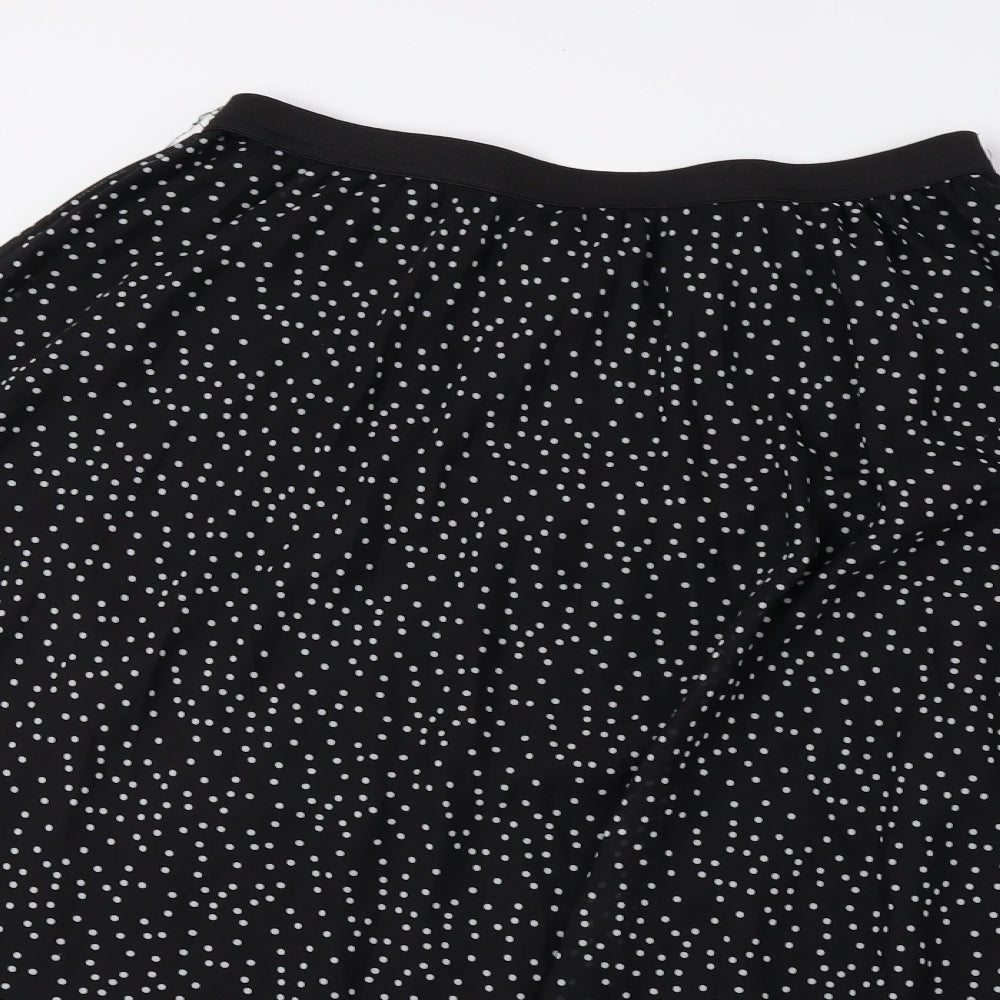 Primark Womens Black Polka Dot Polyester Flare Skirt Size 10