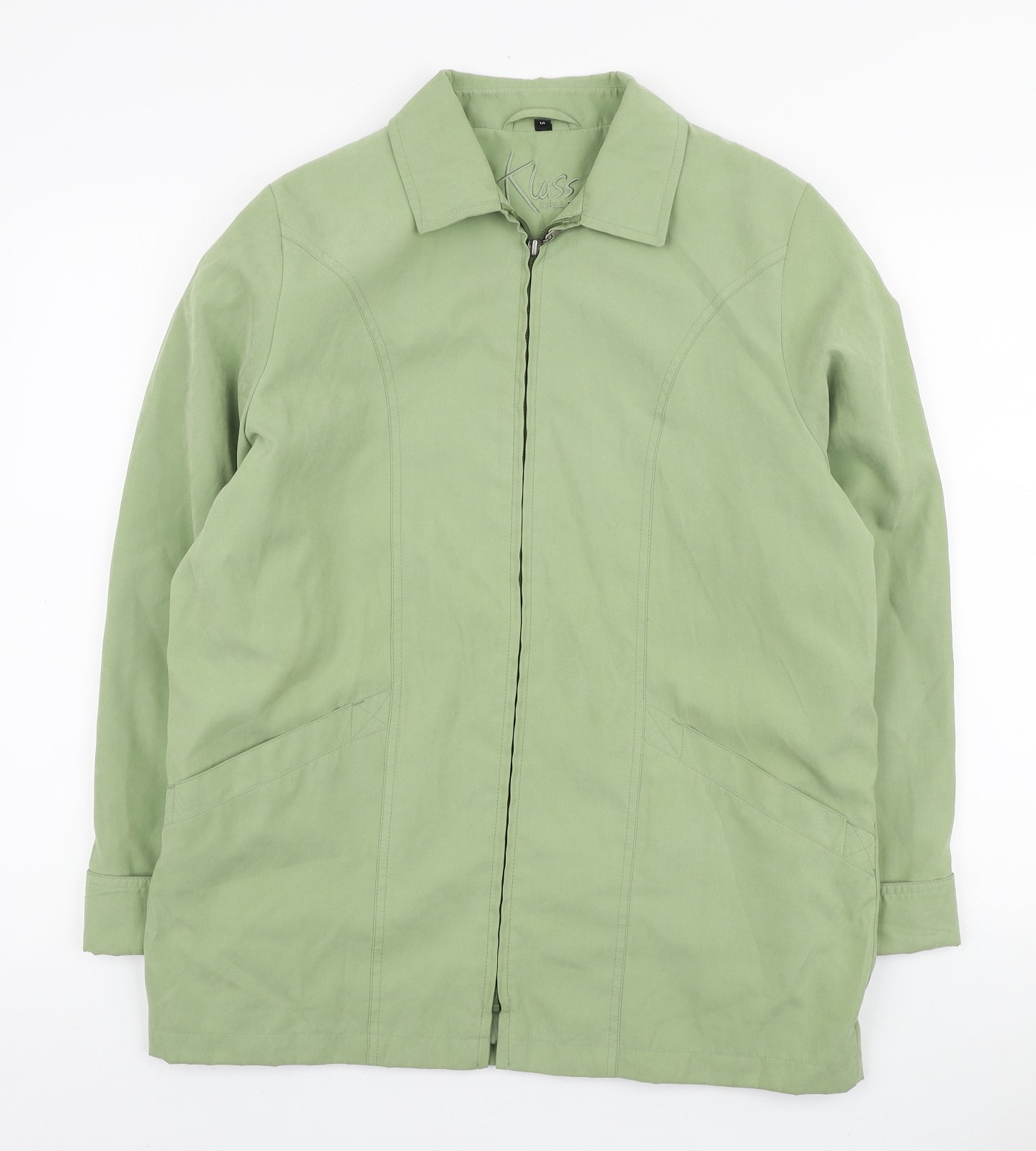 Klass Womens Green Quilted Coat Size 14 Zip