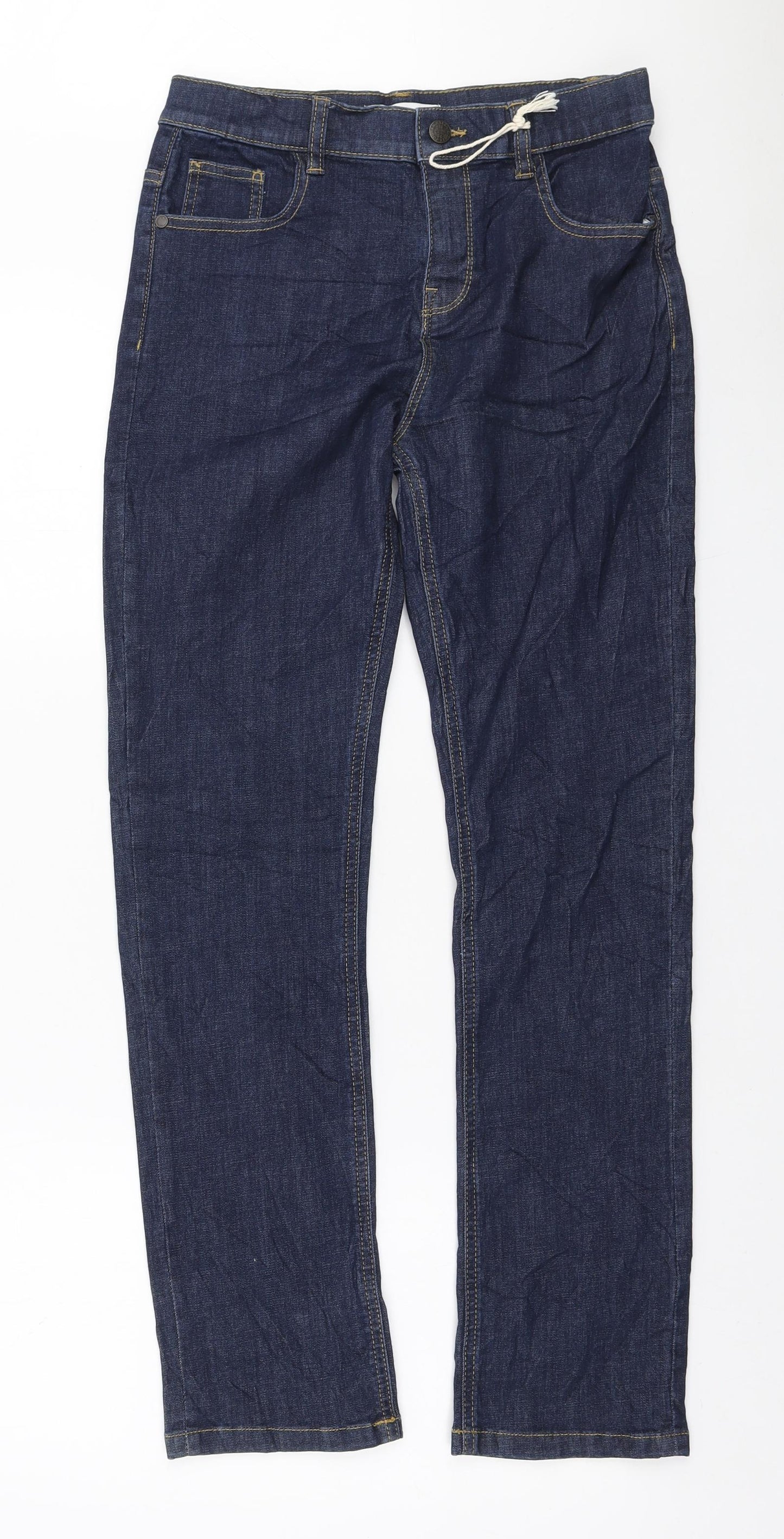 Marks and Spencer Boys Blue Polyester Straight Jeans Size 12-13 Years Regular Zip