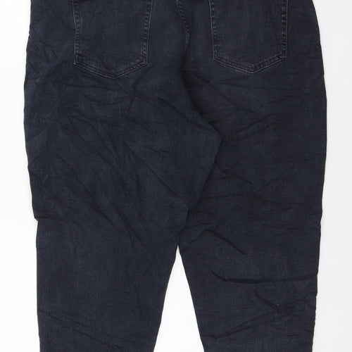 Marks and Spencer Womens Blue Cotton Mom Jeans Size 20 L25 in Regular Zip