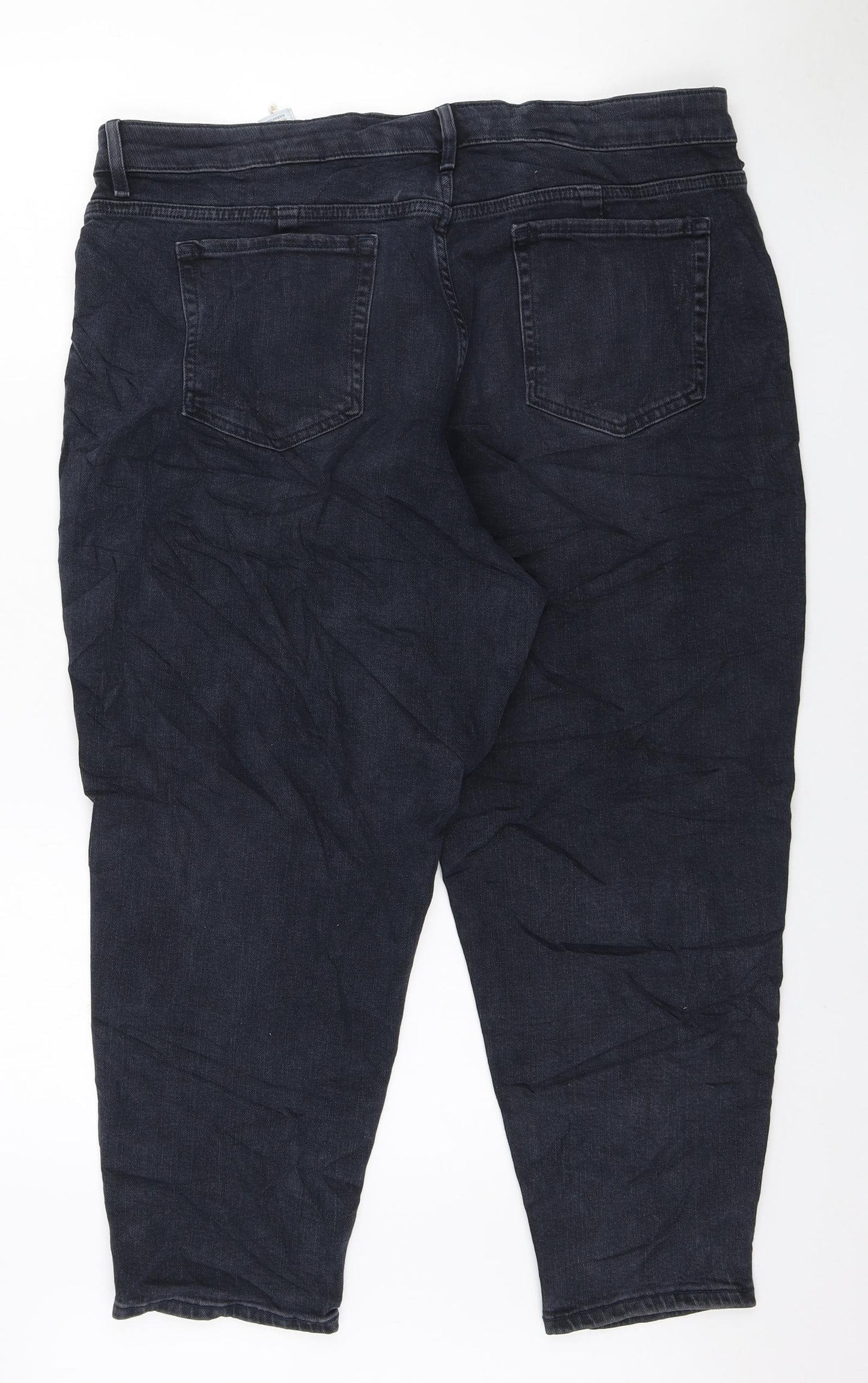 Marks and Spencer Womens Blue Cotton Mom Jeans Size 20 L25 in Regular Zip
