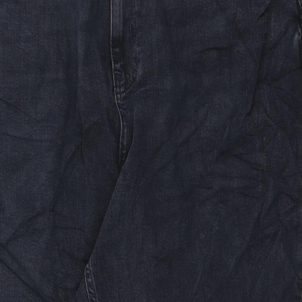 Marks and Spencer Womens Blue Cotton Mom Jeans Size 20 L25 in Regular Zip