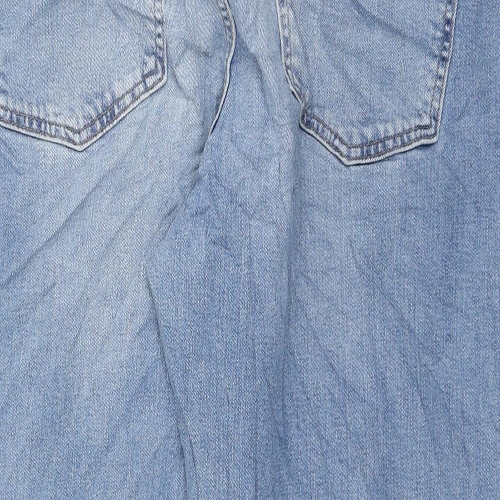 Marks and Spencer Womens Blue Cotton Boyfriend Jeans Size 18 L25 in Regular Zip