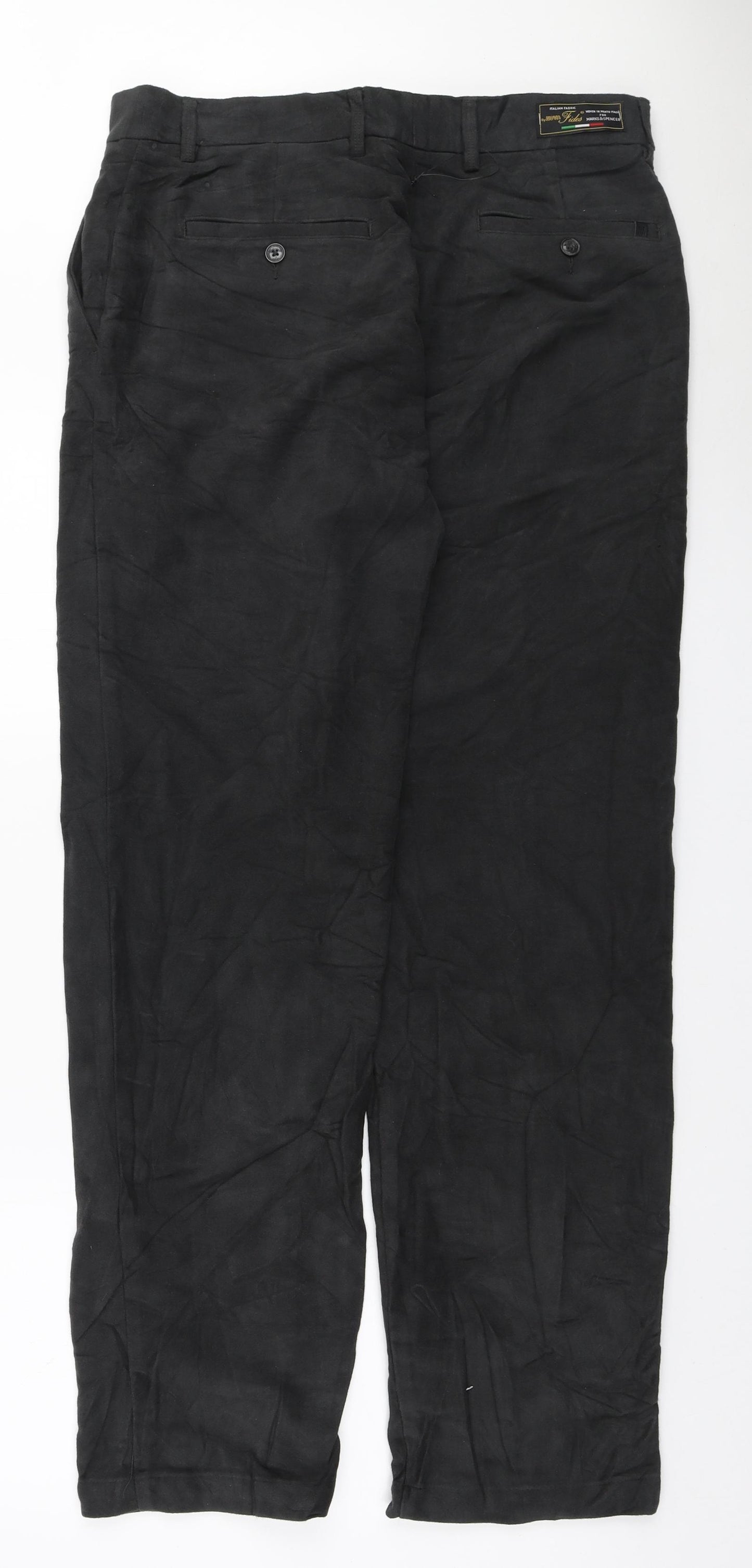 Marks and Spencer Mens Grey Cotton Chino Trousers Size 34 in L33 in Regular Zip