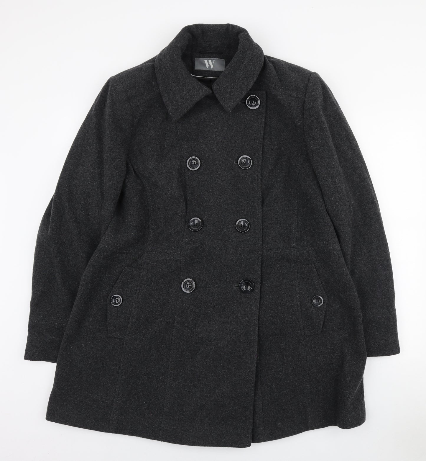 BHS Womens Grey Overcoat Coat Size 20 Button