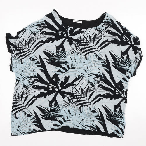 Damart Womens Black Floral Viscose Basic T-Shirt Size 14 Boat Neck