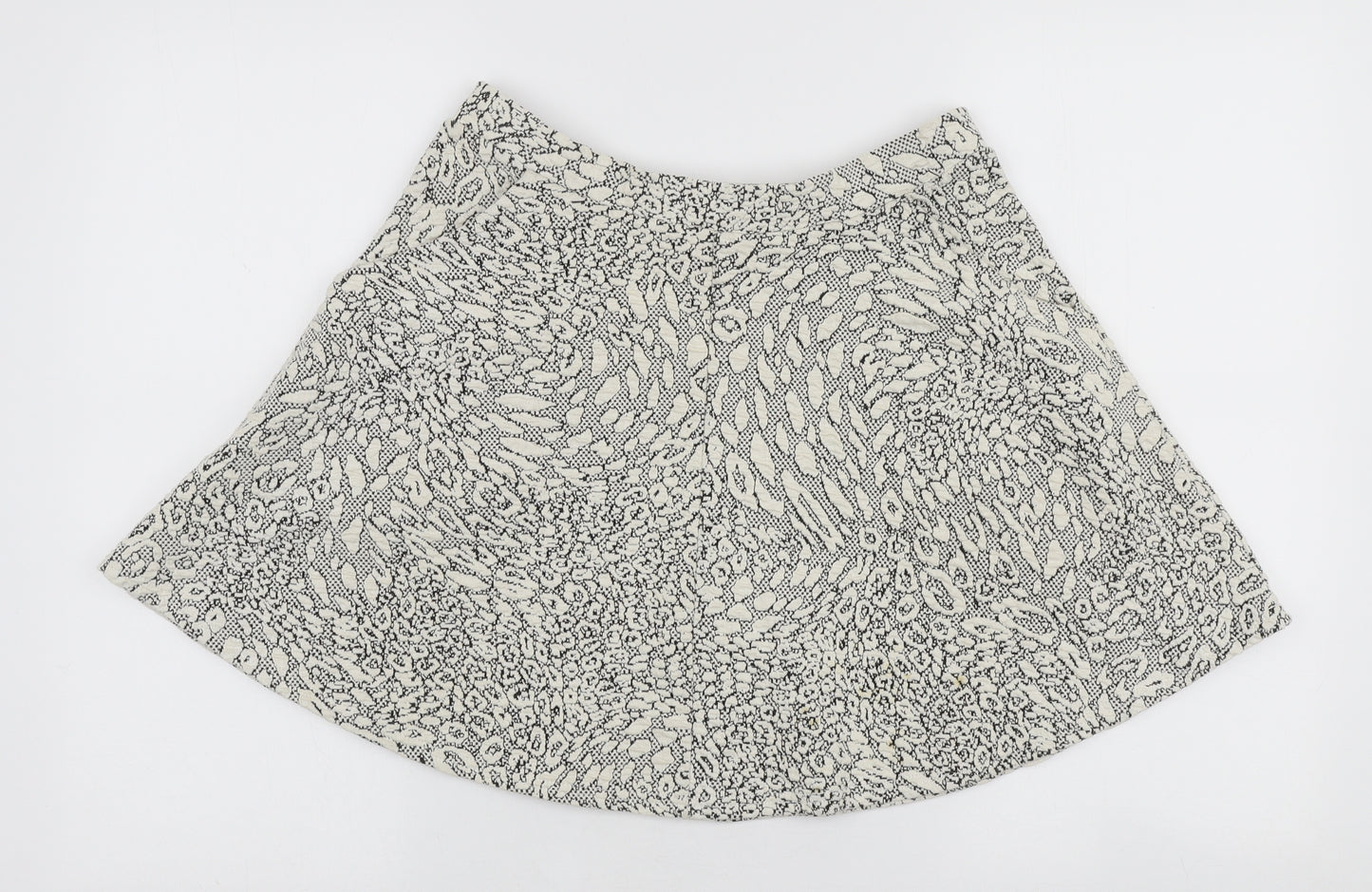 Topshop Womens Ivory Animal Print Polyester Skater Skirt Size 12