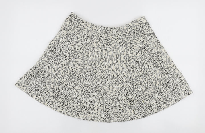 Topshop Womens Ivory Animal Print Polyester Skater Skirt Size 12