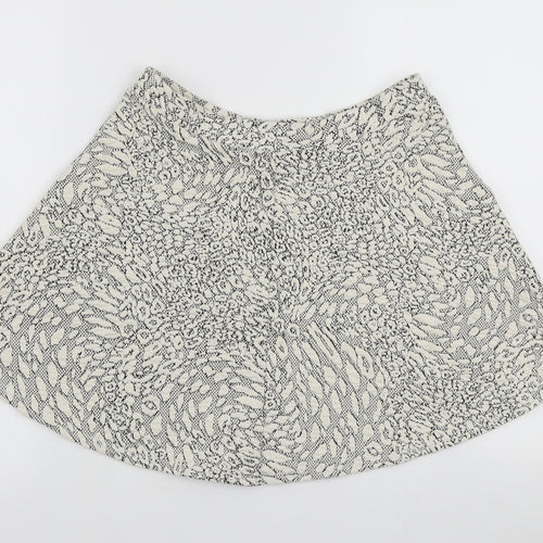 Topshop Womens Ivory Animal Print Polyester Skater Skirt Size 12