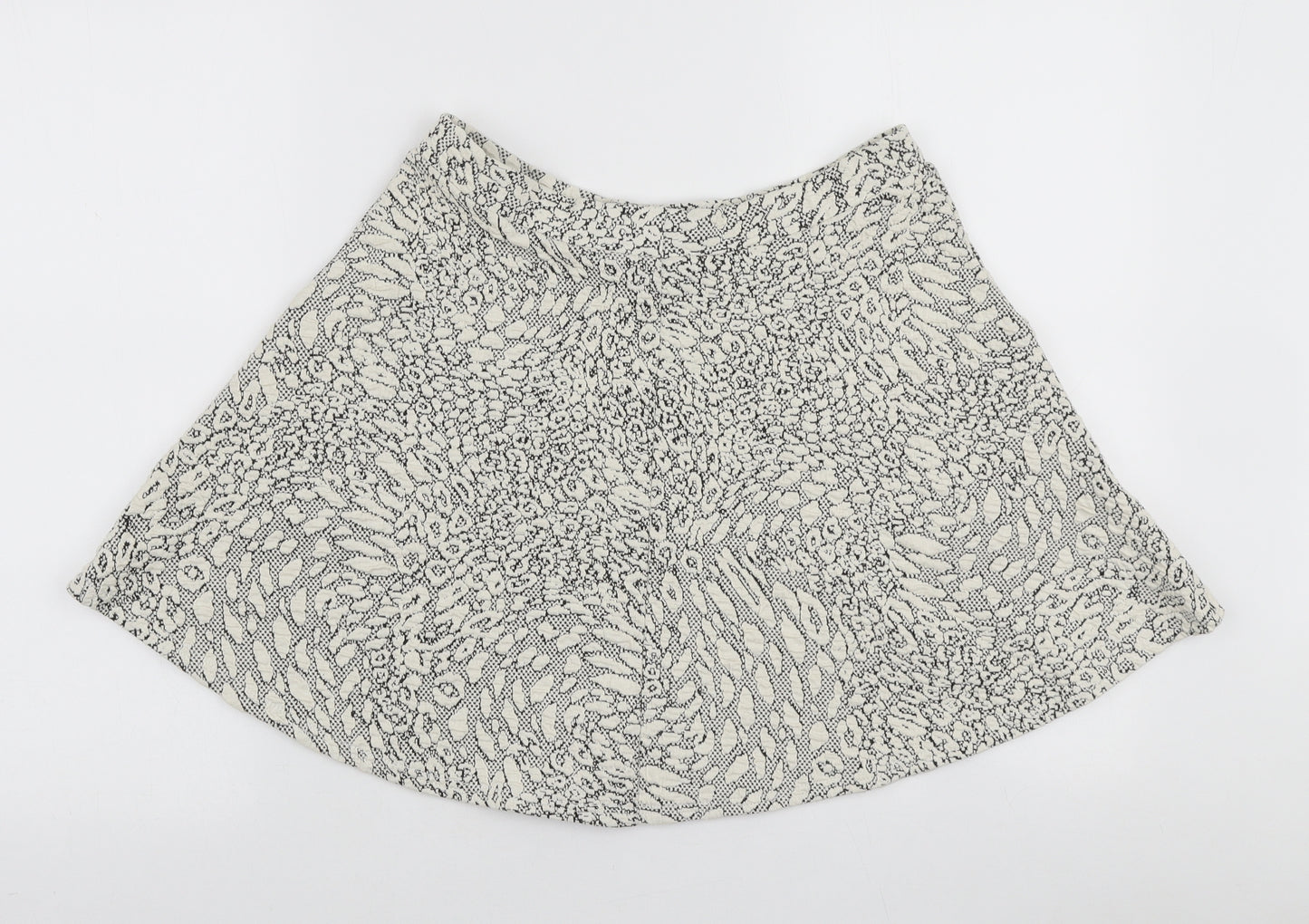 Topshop Womens Ivory Animal Print Polyester Skater Skirt Size 12