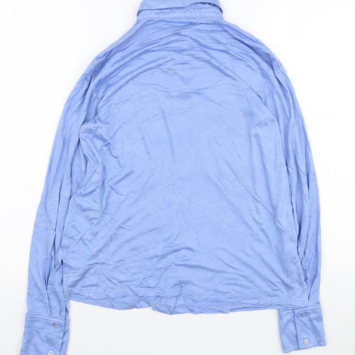 Marks and Spencer Womens Blue Viscose Basic Button-Up Size 8 Collared