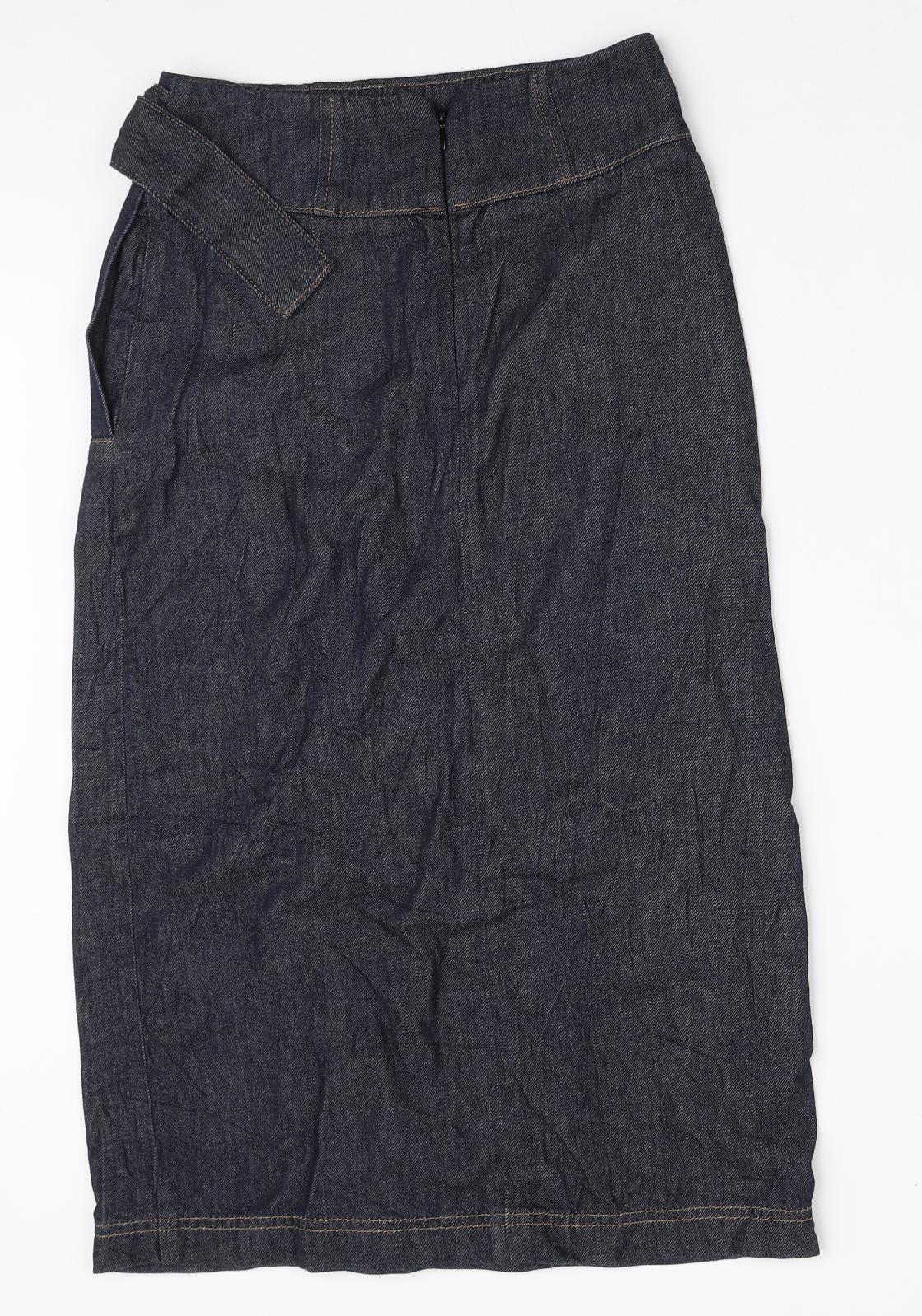 Autograph Womens Blue Cotton Straight & Pencil Skirt Size 6 Zip