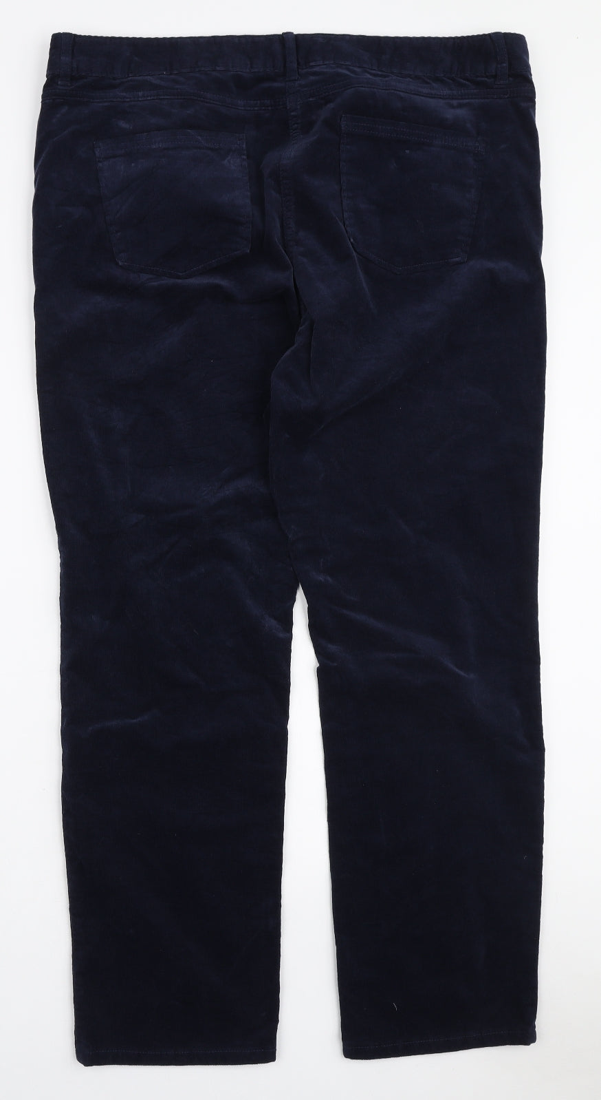 Marks and Spencer Womens Blue Cotton Straight Jeans Size 18 L28 in Regular Zip